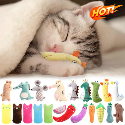 Teeth Grinding Catnip Toys Funny Interactive Plush Cat Toy Pet Kitten Chewing Vocal Toy Claws Thumb Bite Cat Mint for Cats